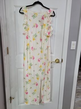 a new day White Floral Dress with Pink and Yellow Blooms